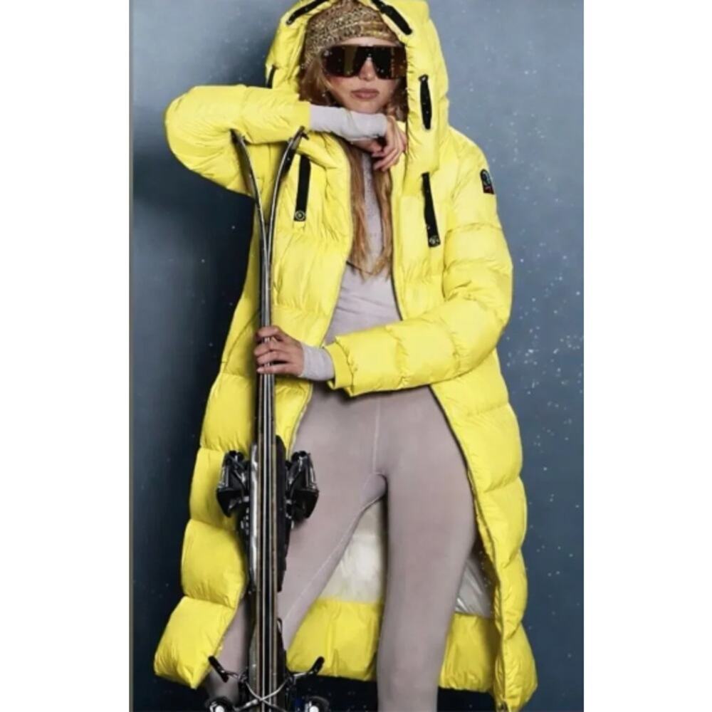 Parajumpers Panda Charlock Yellow Extra Long Down Jacket Puffer Coat Small NWT